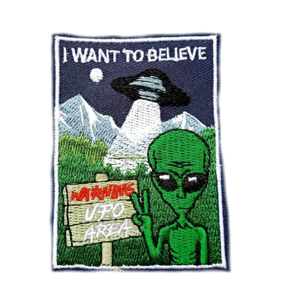 Believe UFO Area Embroidered Patch Iron/Sew-On Applique X-Files Cryptid Mystery