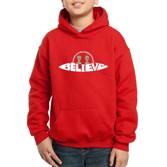 Believe UFO - Boy's Word Art Hooded Sweatshirt