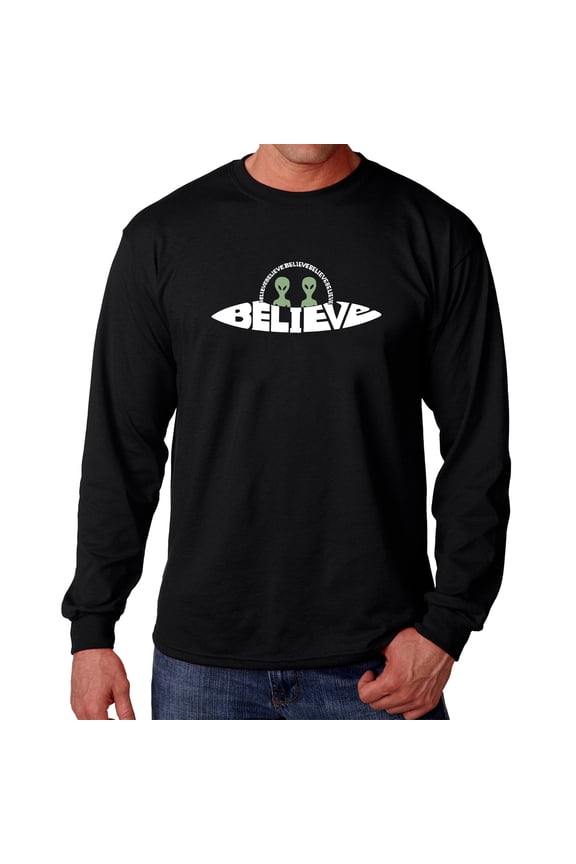 Believe UFO - Men's Word Art Long Sleeve T-Shirt
