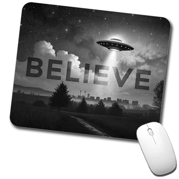 Believe UFO Sci-Fi Fantasy Mouse Pad Low Profile Gaming Mat