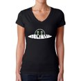 thumbnail image 1 of Believe UFO - Women's Word Art V-Neck T-Shirt, 1 of 2
