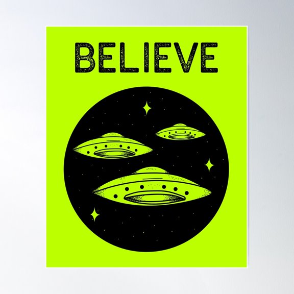 Believe Ufo Group Poster Wall Art, Modern Wall Decor For Living Room Bedroom, 16x24 UNFRAMED