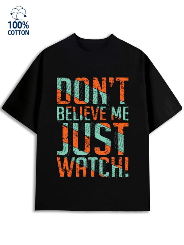 Believe & Watch Tee Mens god black New spring and autumn styles ...