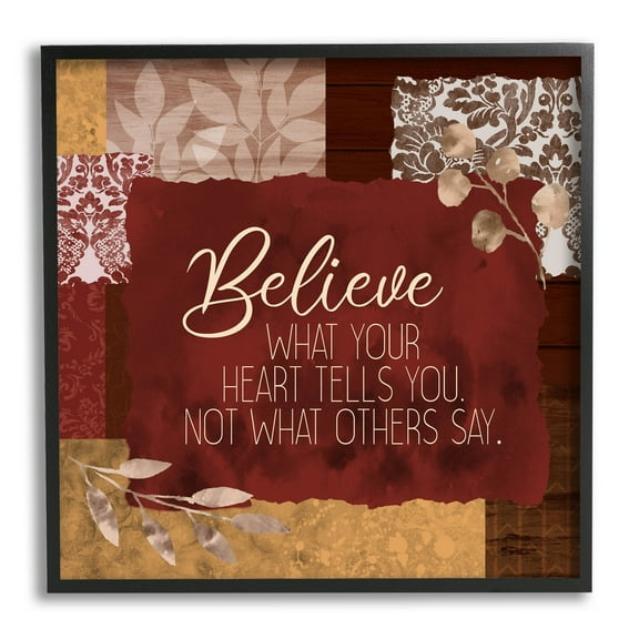 Believe What Your Heart Tells You Collage Inspirational Graphic Art Black Framed Art Print Wall Art