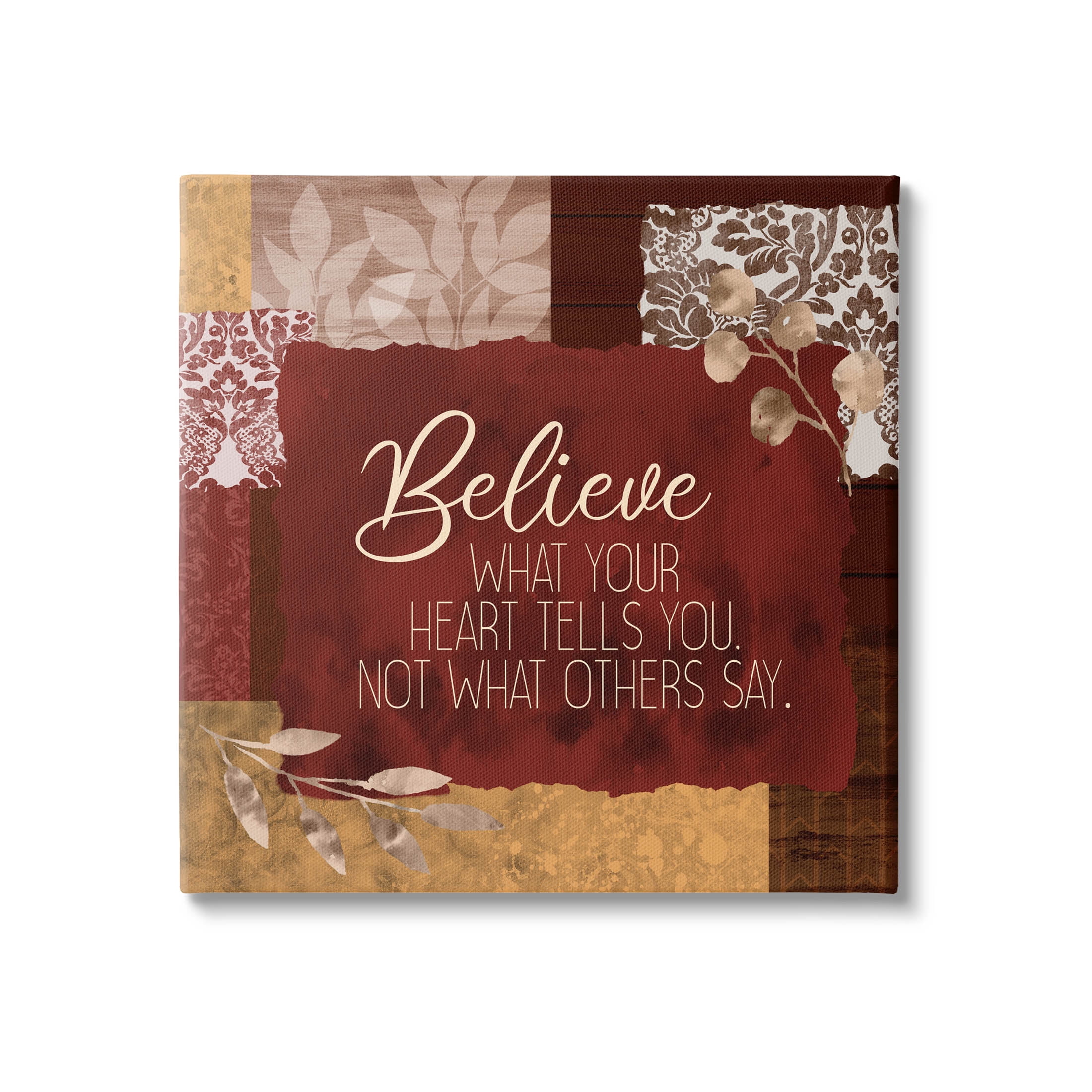 Believe What Your Heart Tells You Collage Inspirational Graphic Art Gallery Wrapped Canvas Print Wall Art