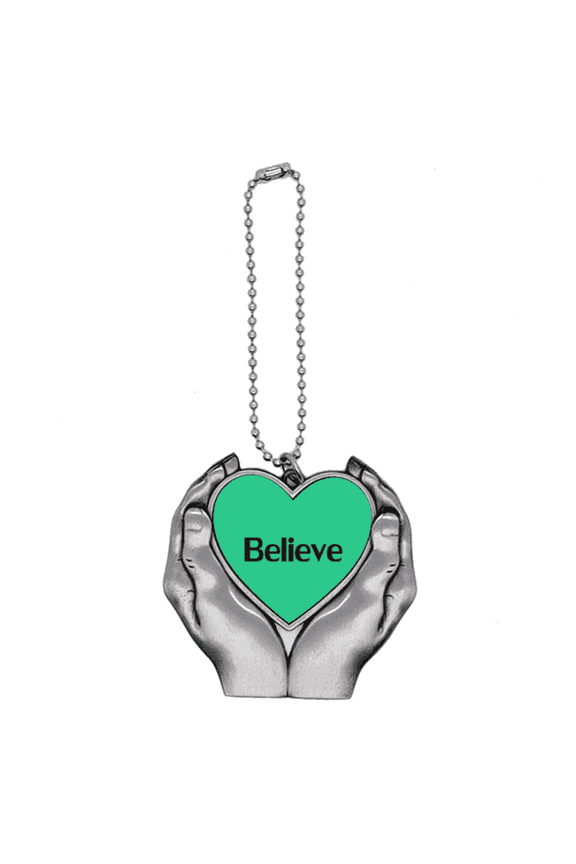 Believe Word Inspirational Quote Sayings Car Keychain Heart Pendant Ornament Charm