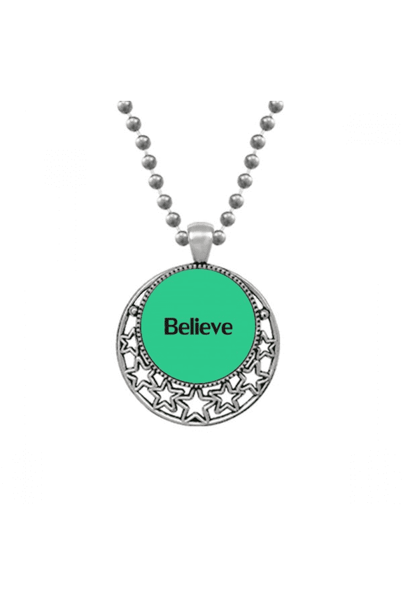Believe Word Inspirational Quote Sayings Necklaces Pendant Retro Moon Stars Jewelry