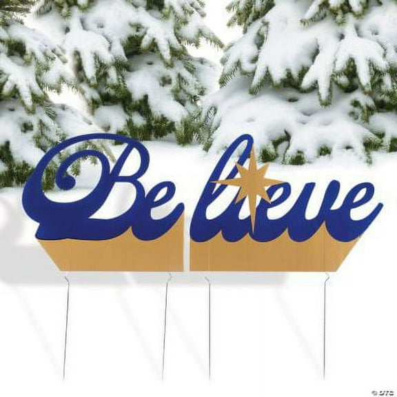 Believe Yard Sign, Christmas, Party Decor, 2 Pieces