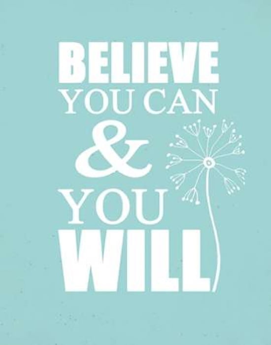 Believe You Can - Blue Canvas Art - Shanni Welsh (22 x 28)