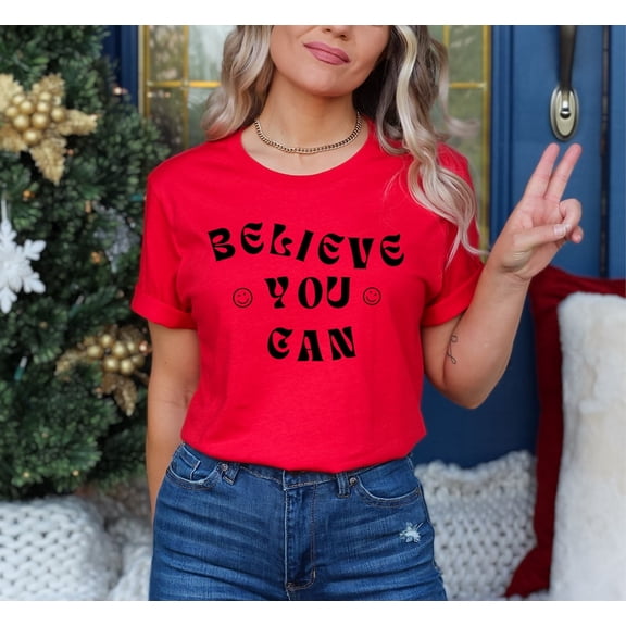Believe You Can Shirt, Positivity Shirt With Smiley Face, Aesthetic Positive Quote Shirt With Wavy Text, Believe You Can Tee Design SWEATSHIRT All Size S-5XL