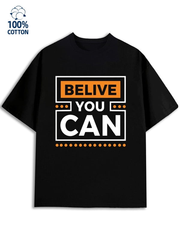 Believe You Can Tee Men god black Breathable fabric, round neck, short ...