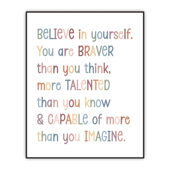 Believe In Yourself, Inspirational Gift for Teen Girls, Positive Quote, Affirmation Art Print, Kids Wall Art, Children Room Decor, Boho Nursery Decor, Unframed Print, 8"x10"