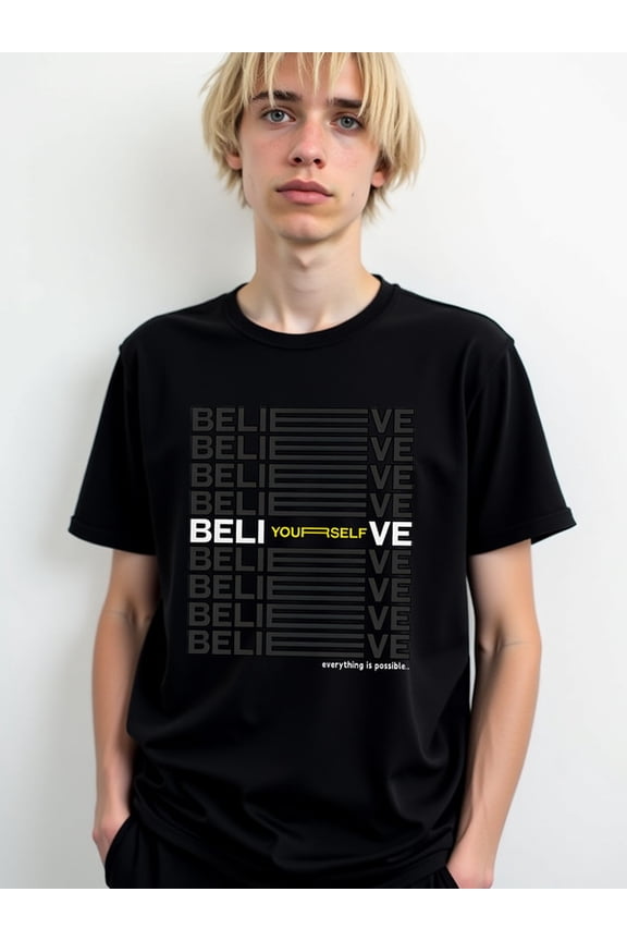 Believe Yourself Tee Mens graphic t shirts black graphic tees graphic Soft and comfortable Hip-hop streetwear Retro Unisex Shirt Cotton tshirts
