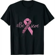 ANYPINK Believe breast cancer awareness graphic design T Shirt Black Small