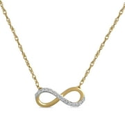 Brilliance Fine Jewelry 10K Yellow Gold Infinity Necklace with 1/10 Carat Sparkle and Durable 18 inch Chain