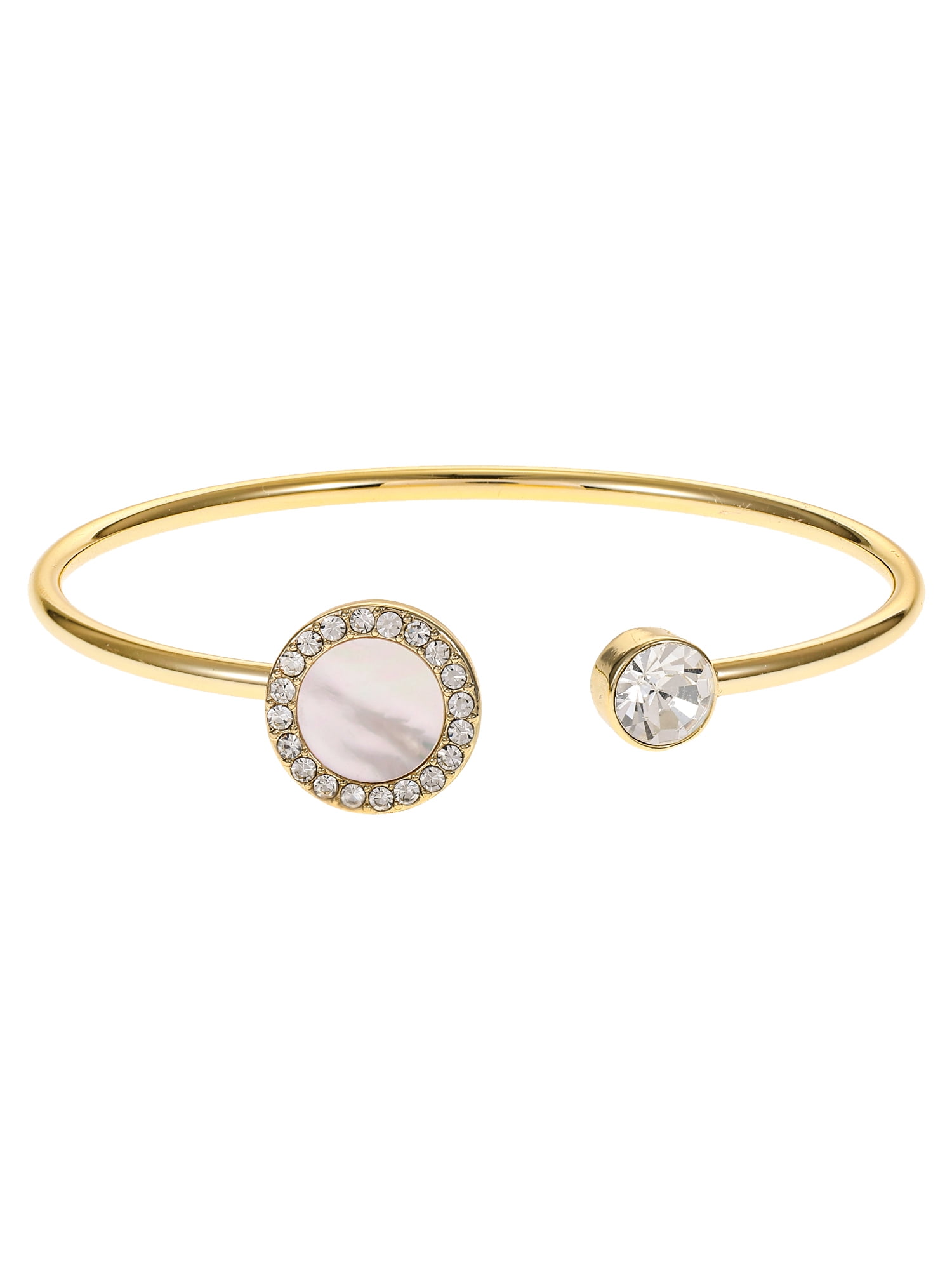 Believe by Brilliance 14KT Gold Flash Plated, CZ and Mother-of-Pearl Meditation Bracelet, Fidget Spin Feature, 1 Piece