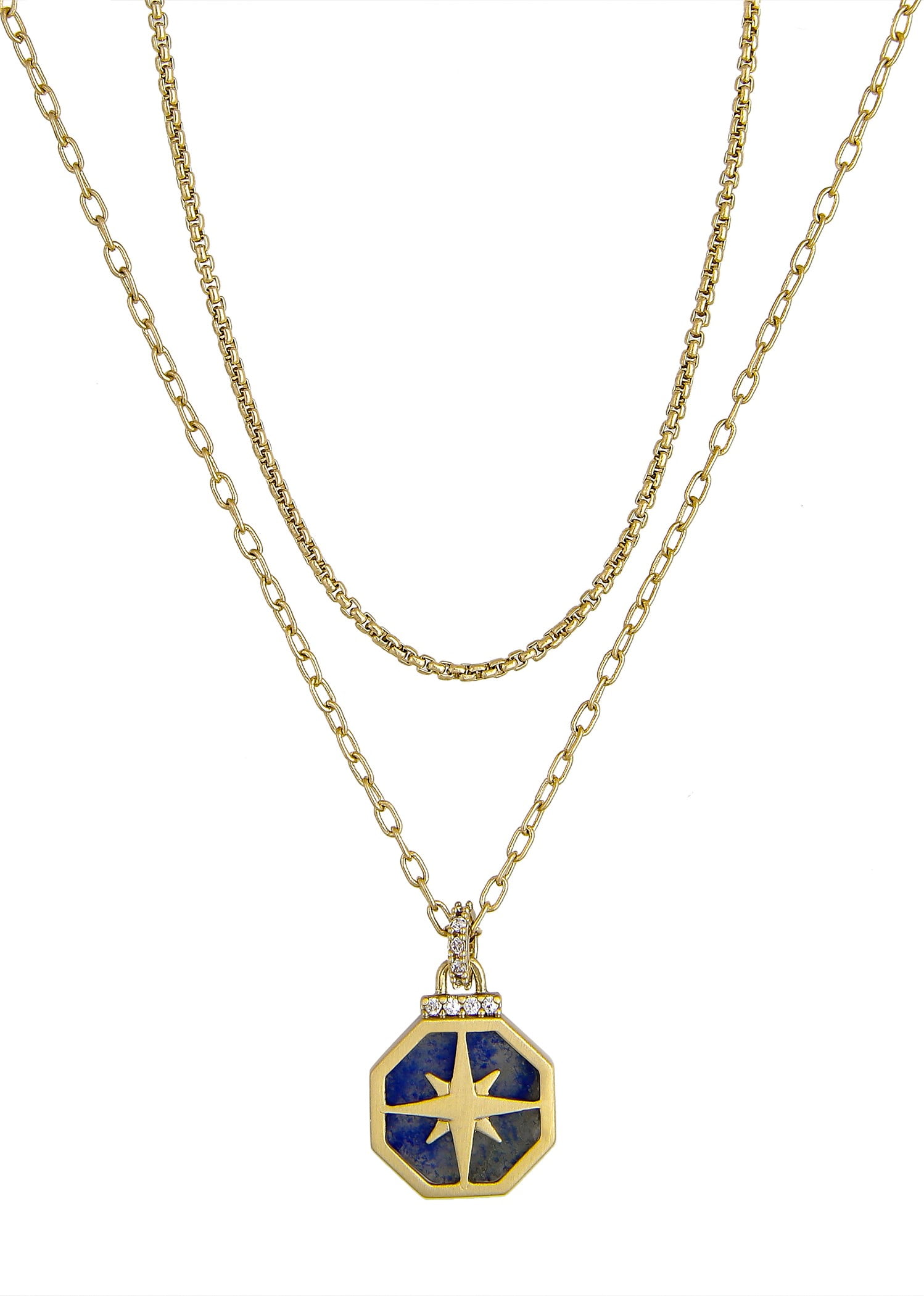 Believe by Brilliance 14KT Gold Flash Plated Double Necklace Set with Genuine Stone Adult