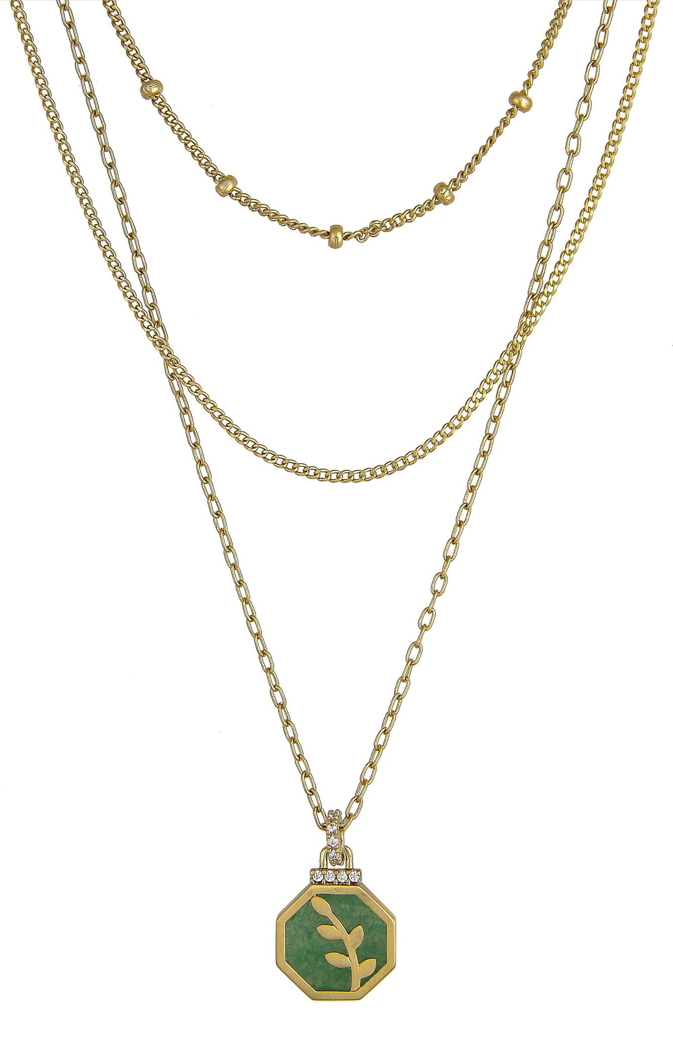 Believe by Brilliance 14KT Gold Flash Plated Triple Strand 