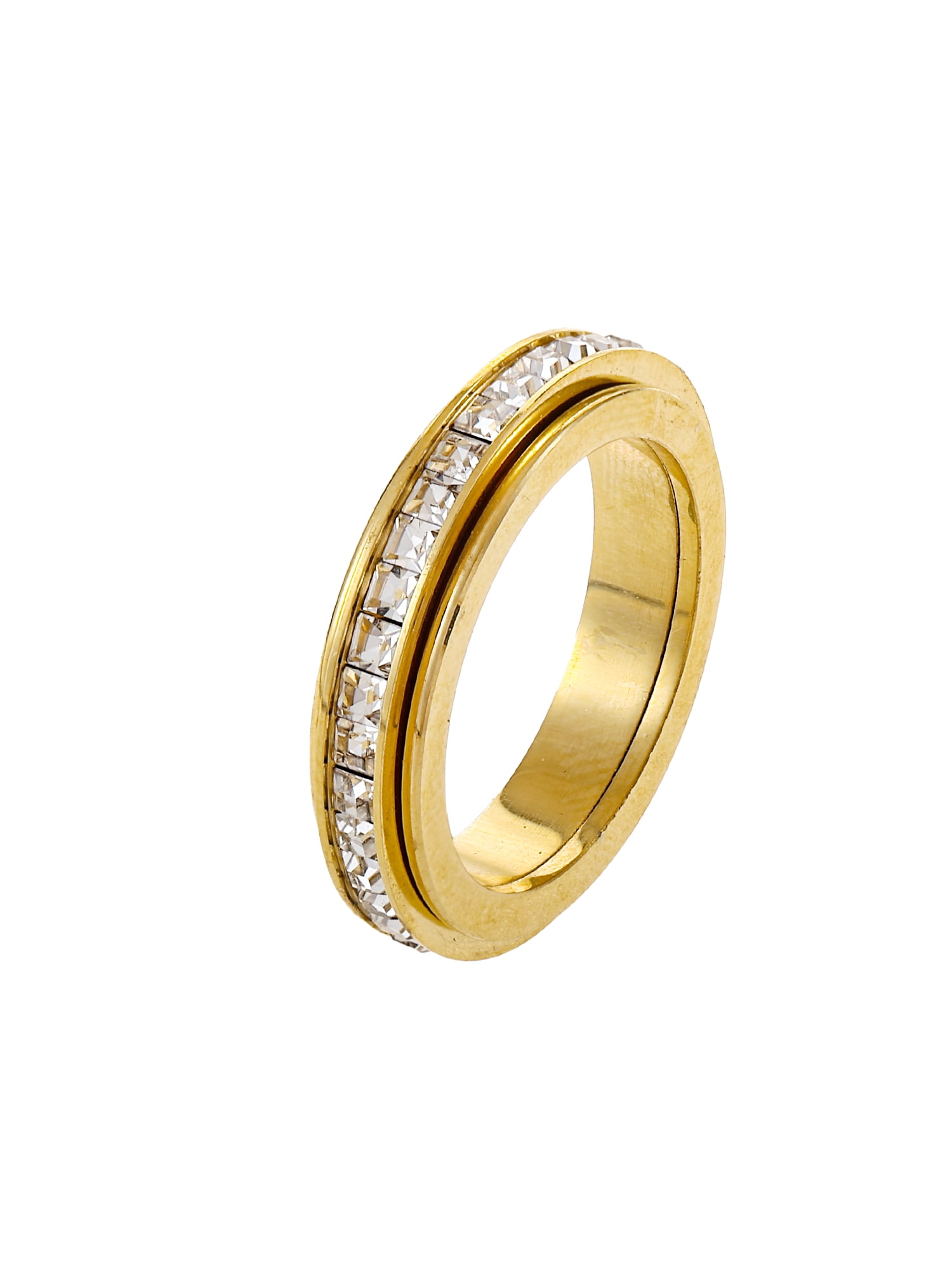 Walmart discounts of Believe by Brilliance 14KT Gold Flash Plated and CZ Ring, Fidget Spin Feature, 1 Piece