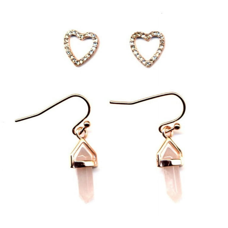 Genuine rose deals quartz earrings