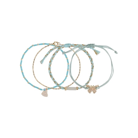 Believe by Brilliance Adult Female 14KT Gold Flash Plated 4pc Cubic Zirconia and Genuine Stone Adjustable Bracelet Set