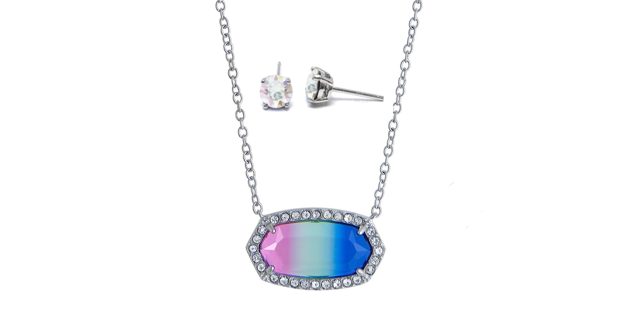 Believe by Brilliance Adult Fine Silver Plated Genuine Crystal Pendant and Earring Set