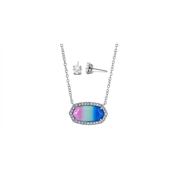 Believe by Brilliance Adult Fine Silver Plated Genuine Crystal Pendant and Earring Set