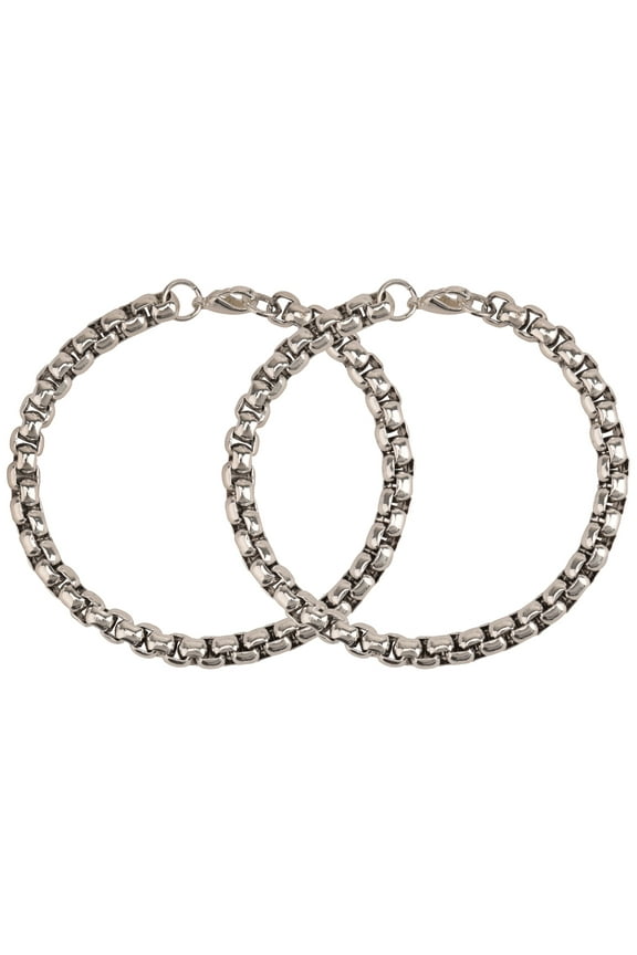 Adult Male SS Box Chain Bracelet Set