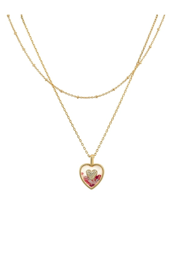 Crystal and Cubic Zirconia Heart Shaker Necklaces in 14KT Gold Flash Plated