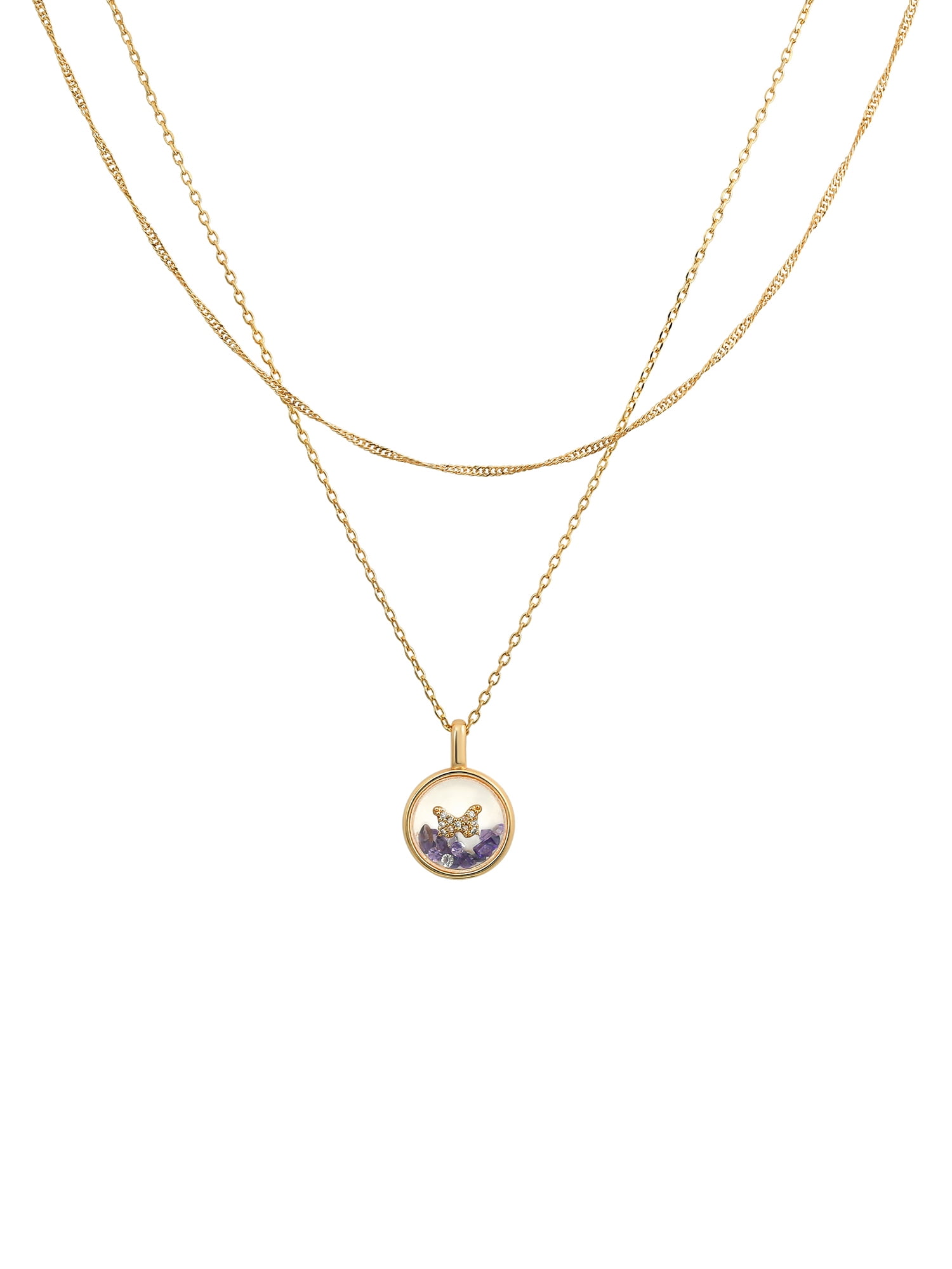 Walmart Deals of Believe by Brilliance Crystal and Cubic Zirconia Round Shaker Necklaces in 14KT Gold Flash Plated