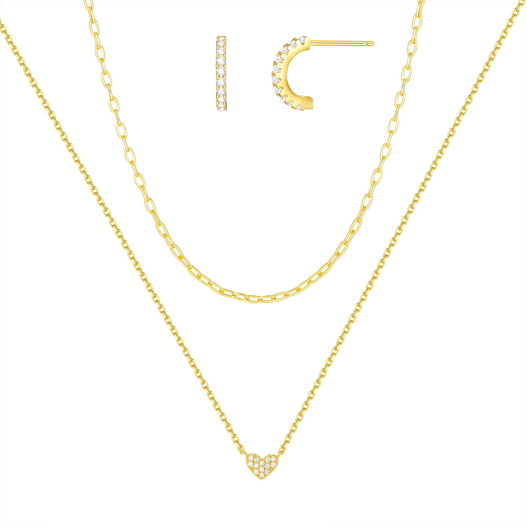 Believe by Brilliance Cubic Zirconia Heart Necklace and Earring Set in 14KT Gold Flash Plated
