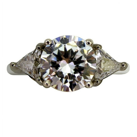 Believe by Brilliance Fine Silver Plate 3 Stone Engagement Ring with Cubic Zirconia Stones