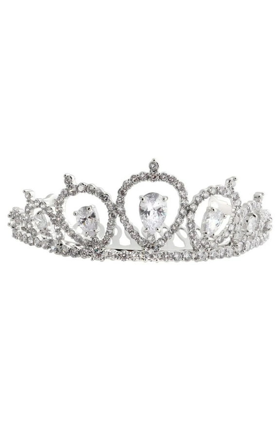 Fine Silver Plate Cubic Zirconia Mini Crown Tiara