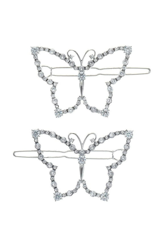 Fine Silver Plated Butterfly Hair Clips, 2 Pieces