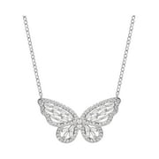 Believe by Brilliance Fine Silver Plated Cubic Zirconia Butterfly Necklace, 18" +2"