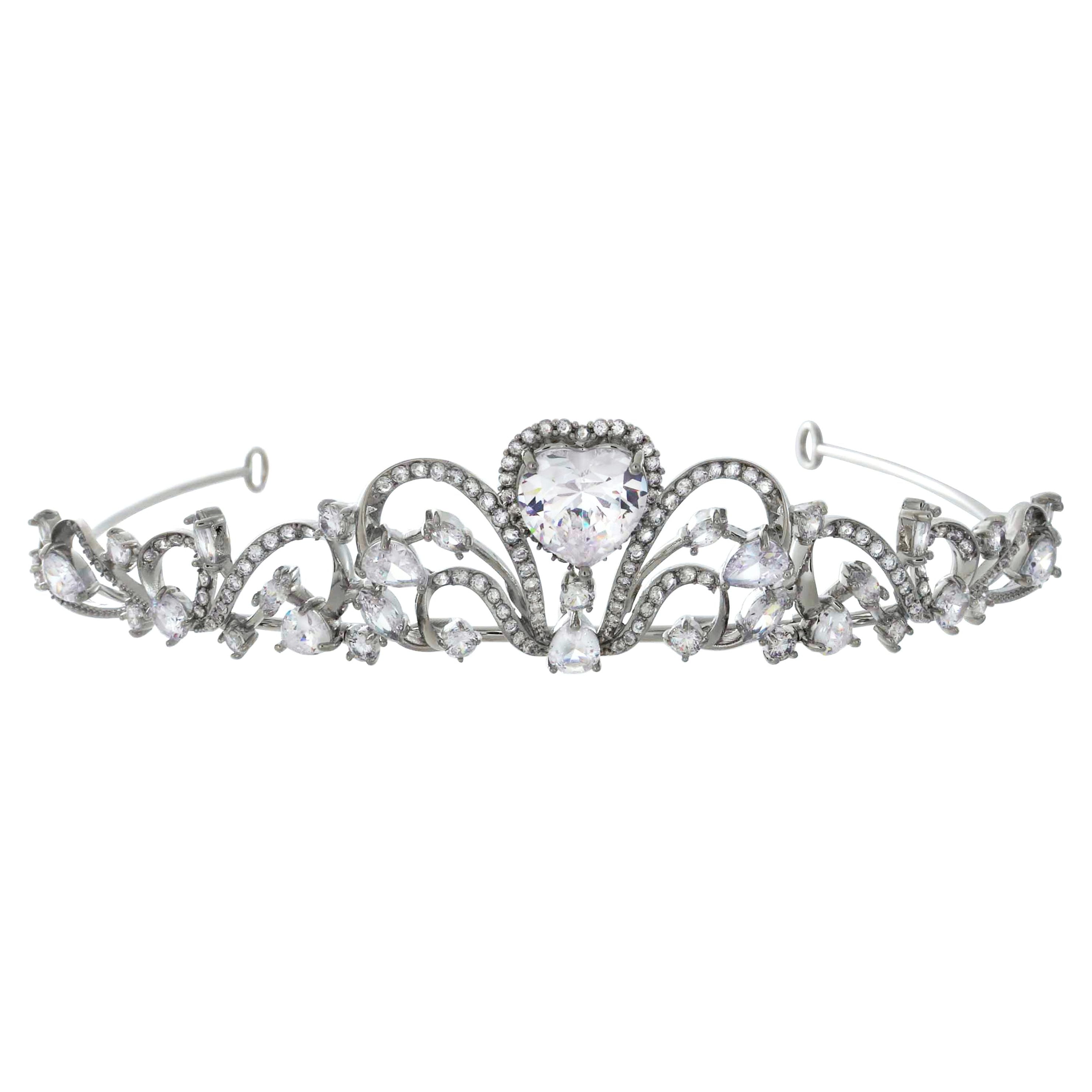 Believe by Brilliance Fine Silver Plated Cubic Zirconia Heart Tiara Believe by Brilliance Fine Silver Plated Cubic Zirconia Heart Tiara