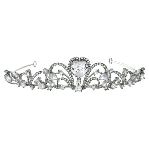 Believe by Brilliance Fine Silver Plated Cubic Zirconia Heart Tiara