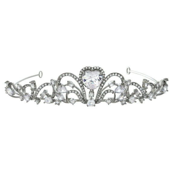 Believe by Brilliance Fine Silver Plated Cubic Zirconia Heart Tiara
