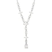 Believe by Brilliance Fine Silver Plated Cubic Zirconia Y Drop Necklace, 18" +2"