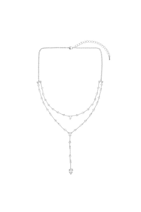 Fine Silver Plated Cubic Zirconia "Y" Necklace