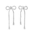 thumbnail image 1 of Believe by Brilliance Fine Silver Plated Dangling Bow Earrings, 1 Pair, 1 of 4