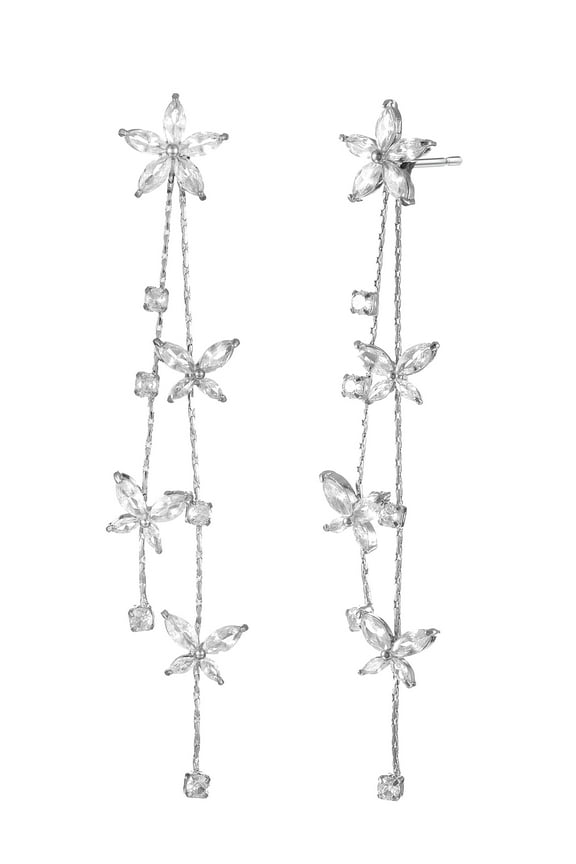 Fine Silver Plated Dangling Star Earrings, 1 Pair