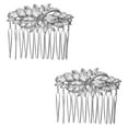 thumbnail image 1 of Believe by Brilliance Fine Silver Plated Marquise Cubic Zirconia Hair Comb Set, 2 Pieces, 1 of 2