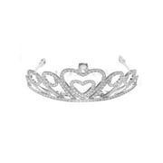 صدق من Brilliance Fine Silver Plated Mini Tiara ، Heart Motif with Genuine CZ ، قطعة واحدة
