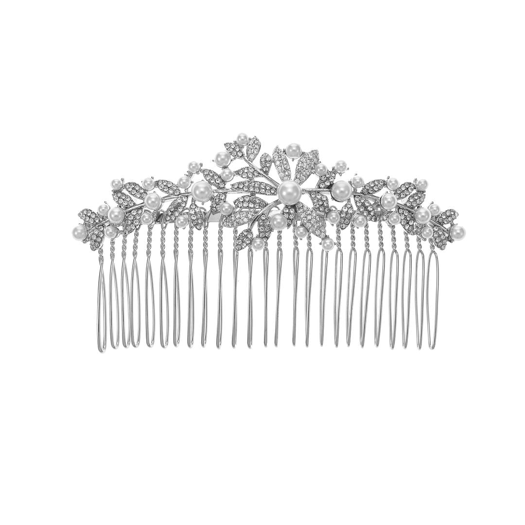 Believe by Brilliance Fine Silver Plated Simulated Pearl Hair Comb