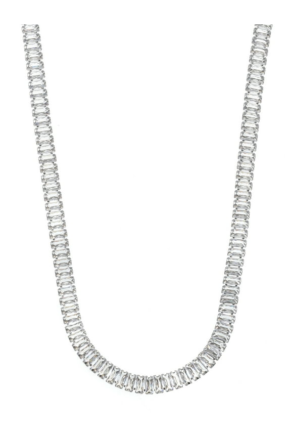 Fine Silver Plated and Genuine CZ Choker Necklace, Female, 1 Piece