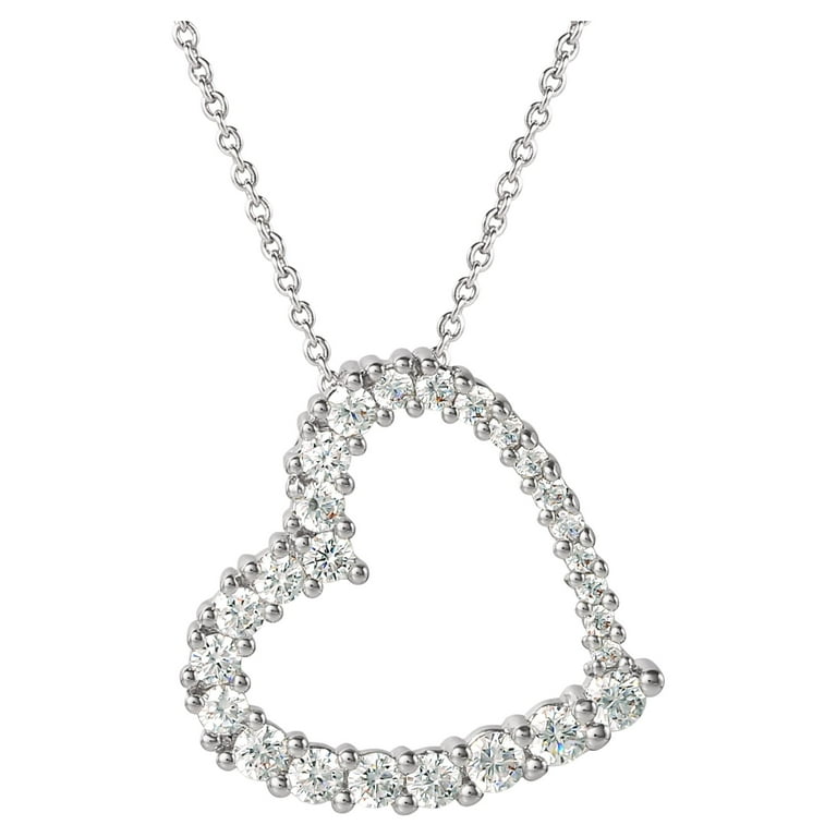 Believe by Brilliance Fine Women s Silver Plated Cubic Zirconia Open Heart Pendant Necklace 18 Walmart