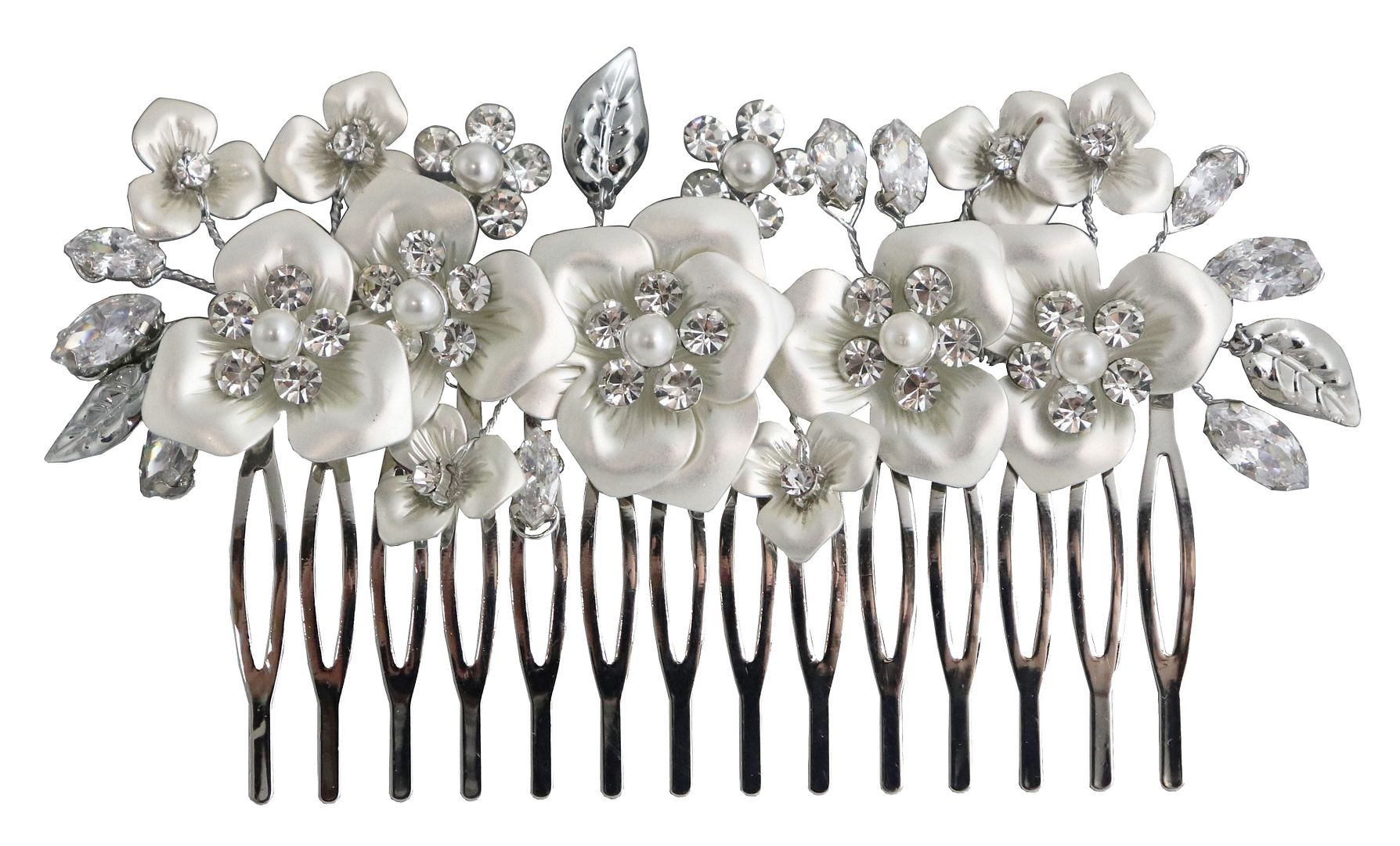 Believe by Brilliance Fine Sliver Plated Hair Comb with Genuine Cubic Zirconia and Simulated Pearls - image 1 of 1