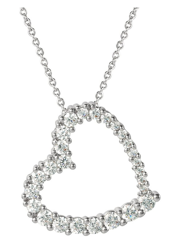 Believe by Brilliance Fine, Women's Silver Plated Cubic Zirconia Open Heart Pendant Necklace, 18"
