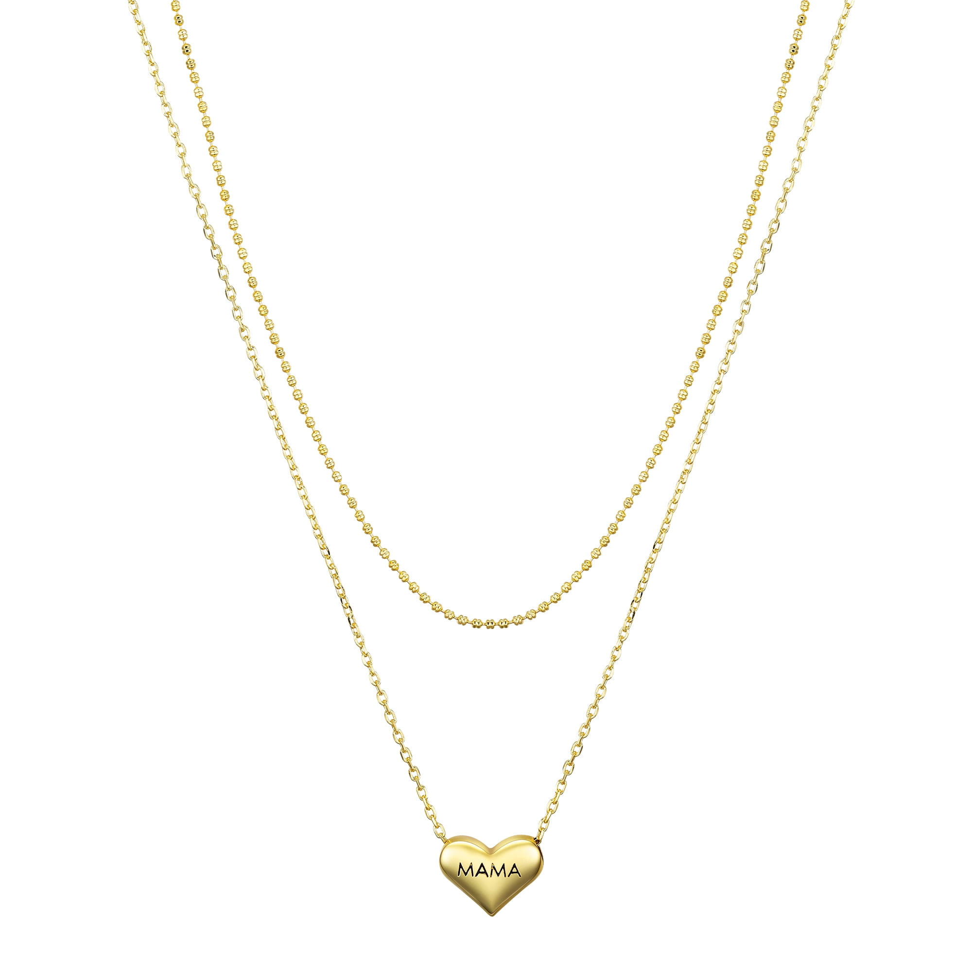Believe by Brilliance 'Mama' Heart Slider Layered Necklace, 16+2"/18+2"